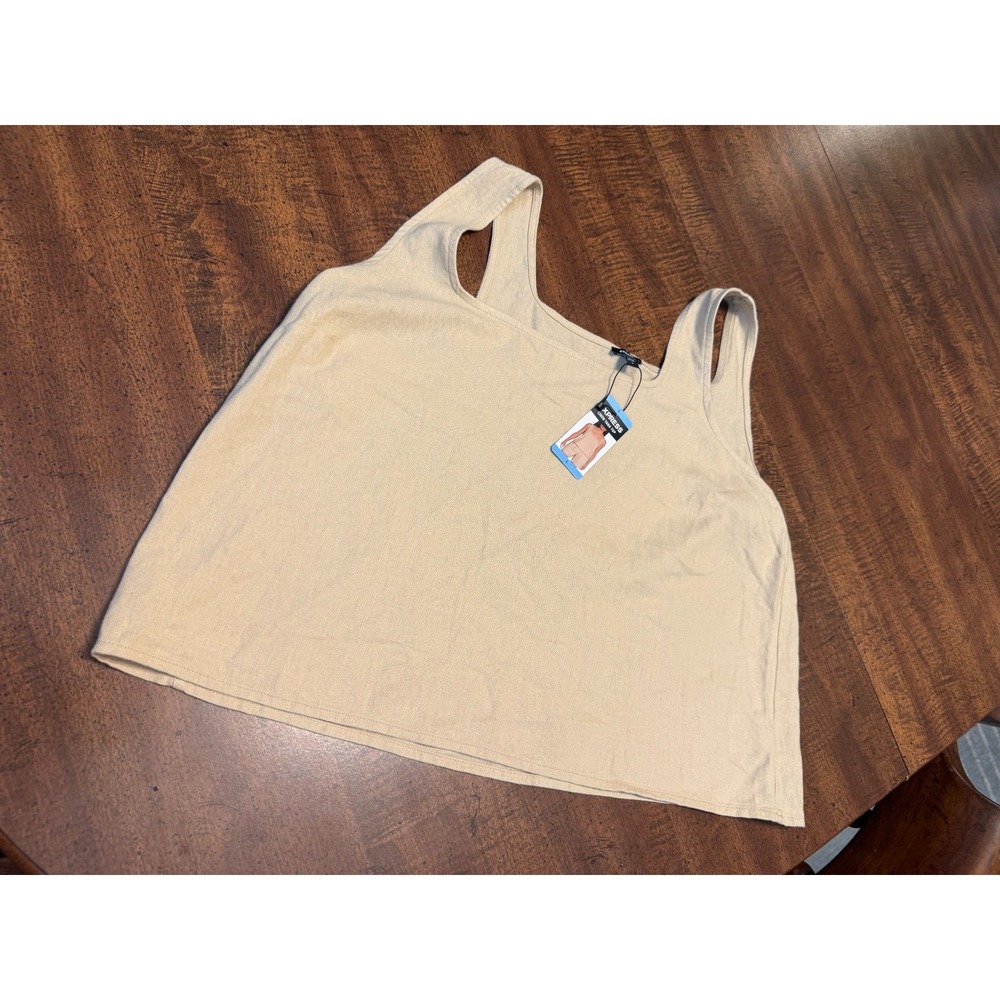 NWT Express Linen Tank Top Womens L Cream Square Neck MSRP $54